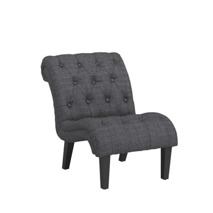Tufted Upholstered Accent Chair for Living Room Bedroom Lounge Chair Armless Linen Slipper Chair with Wood Legs Gray - color: Grey, size: 1 Chair