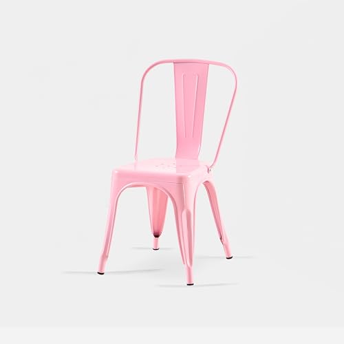 AC Pacific 18 Inch Seat Height Industrial Metal Dining Chairs, Stackable Kitchen or Bar Seat, Durable Modern Design, Versatile Accent Furniture, Set of 2, Pink - color: Pink, size: Set of 2