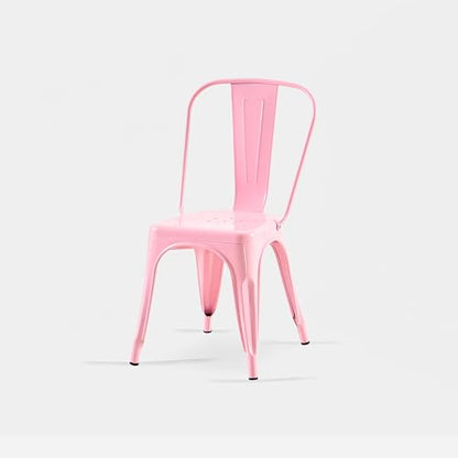 AC Pacific 18 Inch Seat Height Industrial Metal Dining Chairs, Stackable Kitchen or Bar Seat, Durable Modern Design, Versatile Accent Furniture, Set of 2, Pink - color: Pink, size: Set of 2