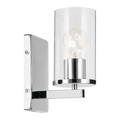 Kichler Crosby 1-Light Bathroom Wall Light, Chrome | Clear glass wall light for bathrooms, hallways and bedrooms (4.5" x 9.25"), 45495CHCLR - color: Chrome, size: 1 Light, style: Clear Glass