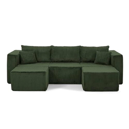 Compact Modular Sectional Sofa, Foam, Green, Space-Saving Design, No Assembly Required - color: Green, size: 42x18x17