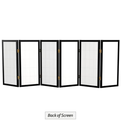 2 ft. Short Desktop Window Pane Shoji Screen - Black - 6 Panels - color: Black, size: 6 Panel