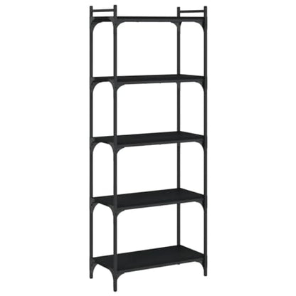 5-Tier Industrial Bookshelf, Modern Metal Frame Bookcase for Home Office, Living Room Storage Rack with Adjustable Feet, Black, 23.6x11.8x60.6 inch - color: Black 8