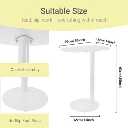 Modern C-Shaped End Table, Small Sofa Side Table Metal Side Table for Couch and Bed Snack Table Tray Table for Living Room Bedroom - color: White