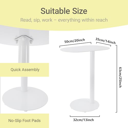 Modern C-Shaped End Table, Small Sofa Side Table Metal Side Table for Couch and Bed Snack Table Tray Table for Living Room Bedroom - color: White