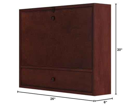 SEI Furniture Benwick Wall Mount Laptop Desk - Brown Mahogany (L x W x H): 26 x 6 x 20 inches - color: Mahogany