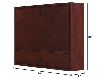 SEI Furniture Benwick Wall Mount Laptop Desk - Brown Mahogany (L x W x H): 26 x 6 x 20 inches - color: Mahogany