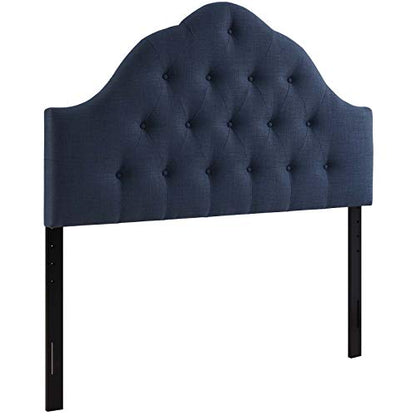 Modway Sovereign Tufted Button Linen Fabric Upholstered Queen Headboard in Navy - color: Navy, size: Queen