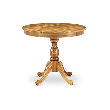 East West Furniture AMT-ANA-TP Antique Dining Room Table - a Round Kitchen Table Top with Pedestal Base, 36x36 Inch, Natural - color: Natural