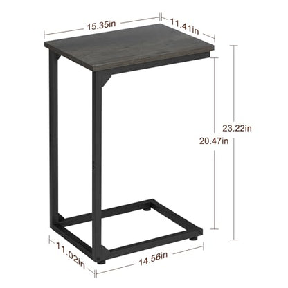 AMHANCIBLE C Shaped End Table Set of 2, Couch Side Table that Slide Under | TV Trays for Eating on Couch, Narrow Small Space Side Tables for Living Room Bedroom, Dark Grey - color: Dark Grey