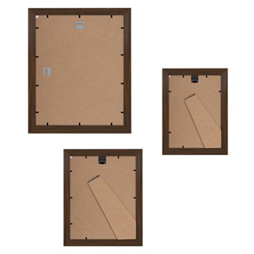 Americanflat Set of 7 Picture Frames with Shatter-Resistant Glass - Gallery Wall Frame Set with One 11x14, Two 8x10 and Four 5x7 Frames - Signature Collection - Walnut | Includes one 11x14, two 8x10 and four 5x7, shatter-resistant glass, hanging hardware