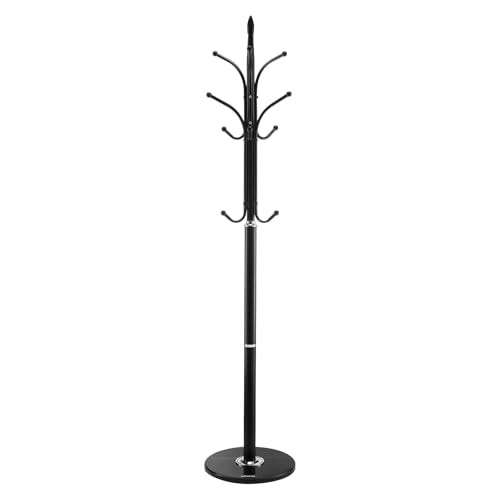 VEVOR Coat Rack Freestanding, Coats Tree Stand with Stable Marble Base & 6 Hooks, Free Standing Hall Coat Rack for Entryway, Bedroom, Office, Living Room, Modern Clothes Hanger for Coats, Hats, Bags - style: Hook