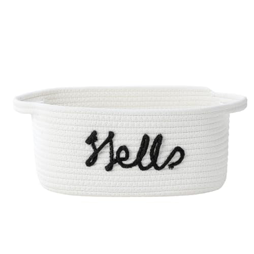 Gift Basket Empty small woven cute Rope baby basket- Gifts for Mom Shower | baby basket- Gifts for Mom Shower Birthdays wedding wicker Cotton Storage Basket for Dog Toys Shelf Easter Basket - color: White-Hello