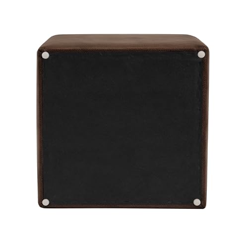 HomePop 17.5" Storage Ottoman with Tray Top - Brown Faux Leather - color: Brown Faux Leather
