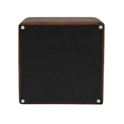 HomePop 17.5" Storage Ottoman with Tray Top - Brown Faux Leather - color: Brown Faux Leather