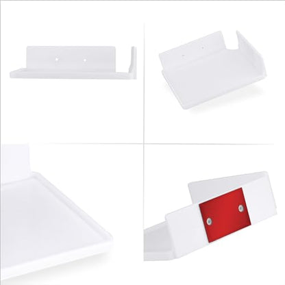 22.9cm(9인치) 소형 코너 선반 마운트, 접착제 및 나사 인, 스피커, 카메라, 베이비 모니터, 식물, 책 전자 제품, 수집품 등용, 플로팅 선반 (화이트) Brainwavz - color: 22.9cm(9인치) 코너
