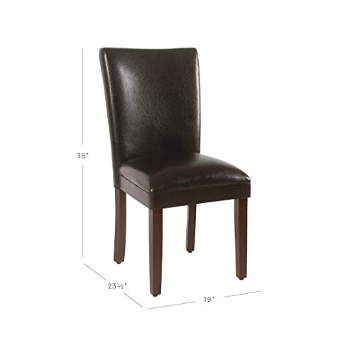 HomePop Parsons Upholstered Accent Dining Chair, Set of 2, Dark Brown Faux Leather - color: Dark Brown Faux, style: Pack of 2