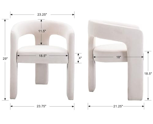 HNY Modern Linen Barrel Single Dining Chair, Ivory | Upholstered Accent Armchair With Wide Seat Elegant Design For Living Room Bedroom Vanity And Small Spaces - color: Ivory Linen