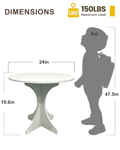 24in Large White Round Side Table, Modern Minimalist Accent End Table with Curved Tripod Base, Compact Sofa Side Table, Easy Assembly Coffee Table for Living Room Bedroom Balcony - color: 24in-white