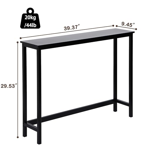 Bamboo Narrow Console Table, 39.4"(L) Wood Small Entryway Table, Accent Slim Hallway Tables, Thin Sofa Side Tables for Hallway, Living Room, Bedroom, Foyer, Black - color: Black