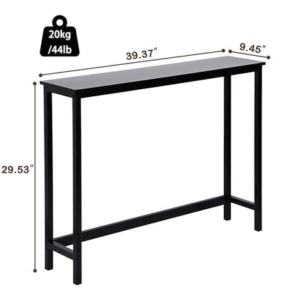Bamboo Narrow Console Table, 39.4"(L) Wood Small Entryway Table, Accent Slim Hallway Tables, Thin Sofa Side Tables for Hallway, Living Room, Bedroom, Foyer, Black - color: Black