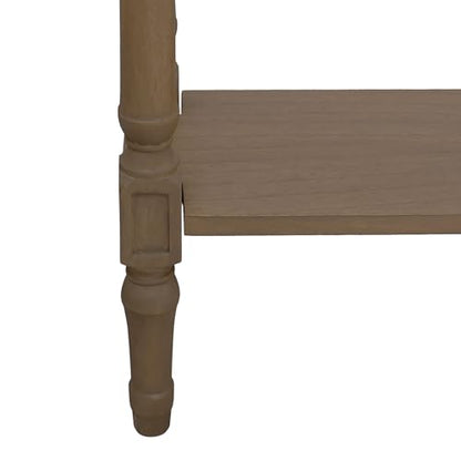 Marisol Brown Narrow Console Table for Entryway with Drawer | 31.5-inch slim sofa table with lower shelf, solid wood frame, natural finish, hallway storage for small spaces - color: Brown