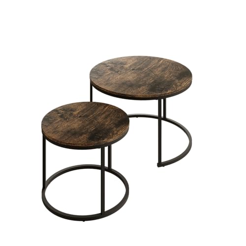 Round Coffee Tables for Living Room, Set of 2 (Rustic Wooden) | living room side table, Modern Nesting Drink for Small Spaces - color: Rustic Wooden