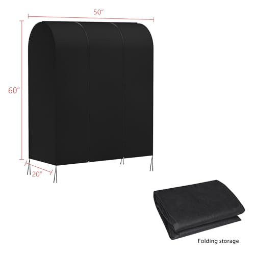 Zilink Garment Rack Cover Garment Bags Protector Wardrobe Cover 50in, Black | Dustproof, Breathable, 2 Durable Zippers, Clothes Rack Cover for Garment Rack (Rack Not Included) - size: 50"L x 20"W x 60"H - Black