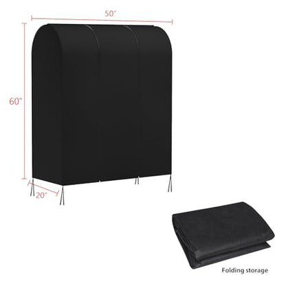 Zilink Garment Rack Cover Garment Bags Protector Wardrobe Cover 50in, Black | Dustproof, Breathable, 2 Durable Zippers, Clothes Rack Cover for Garment Rack (Rack Not Included) - size: 50"L x 20"W x 60"H - Black