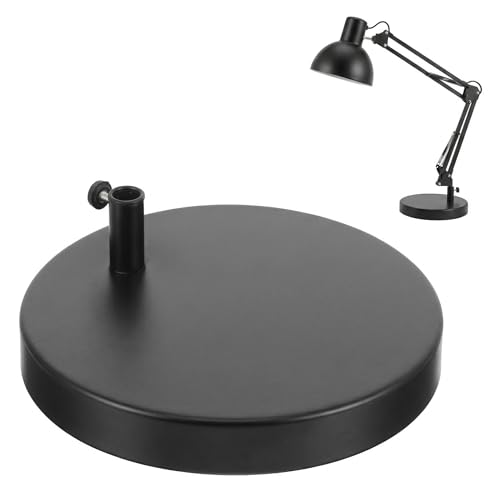 TEHAUX Weighted Desk Lamp Base Only, 7.5" Solid Iron Replacement Table Lamp Mounting Stand for Swing Arm Light, Magnifying Glass & Mic Mount, 12mm Hole (Black)
