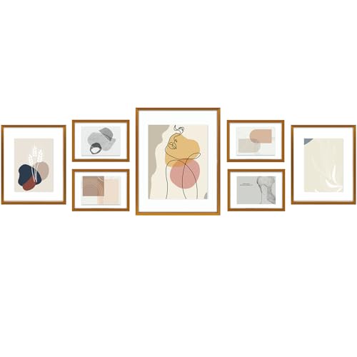 Golden State Art 7 Pack Aluminum Floating Frames Included 5x7 8x10 11x14 | Bronze, One 11x14 Two 8x10 Four 5x7 Frames, Wall Mount Display, Fit for Pictures, Pressed Flowers Any Size up to Frame Size - color: Bronze, size: Floating Style