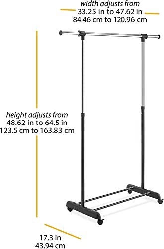 J&V TEXTILES Double Rod Clothing Garment Rack, Rolling Clothes Organizer on Wheels for Hanging Clothes