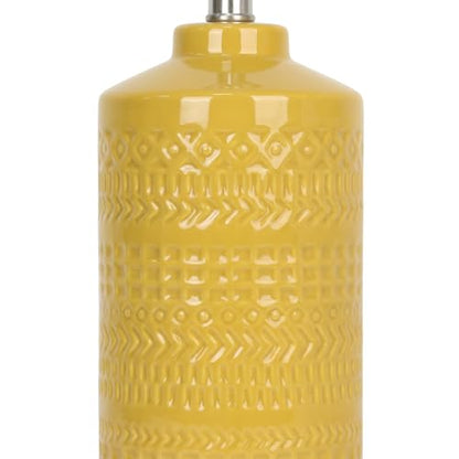JUNNAI 25" Modern Bedside Ceramic Table Lamps for Living Room Mustard Yellow Nightstand 3-Way Dimmable Lamp Farmhouse Lamp for Bedroom Entryway Tabletop(Bulb Included) - color: Mustard Yellow