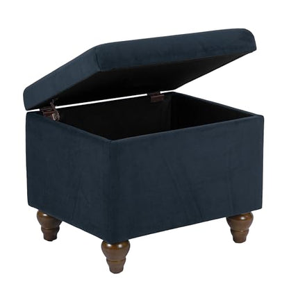 Spatial Order 22" Medium Rectangular Storage Ottoman - Blue Velvet - color: Blue Velvet
