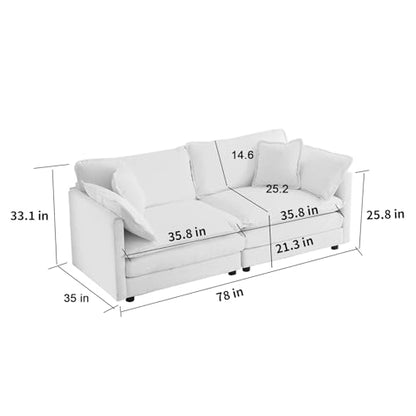 76.7” Oversized Gray Loveseat Sofa, 2 Seater Large Sectional Couches for Living Room, Chenille Fabric Modular Sectional Sofa, Deep Seat Home Sofas Set, Love Seat Couches - color: Grey, size: 2 Seater