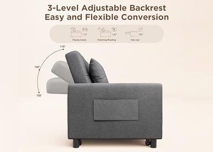 Aiho Pull Out Couch 5 Seater Sectional Sleeper Sofa, Dark Gray | Pull-out Sofa Bed with Adjustable Backrest and Spring Support for Comfortable Seating and Overnight Guests - size: 5 Seater