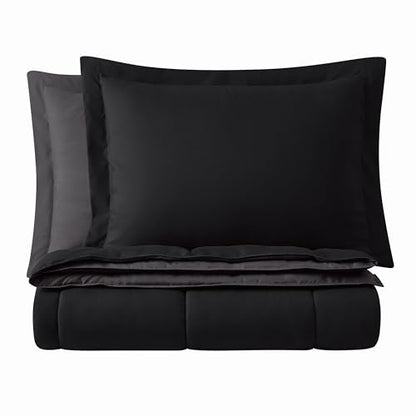 TRULY SOFT Everyday Reversible Black/Dark Grey King 3 Piece Comforter Set - color: Black/Dark Grey, size: King