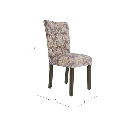 HomePop Parsons Classic Upholstered Accent Dining Chair, Set of 2, Multicolor Gray Floral - color: Grey Floral, style: Pack of 2