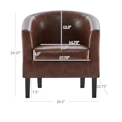 BELLEZE Accent Barrel Chair, Club Tub Sofa Corner Chair with Flared Legs and Cozy Soft Padding for Living Room Bedroom Waiting Room - Caramel