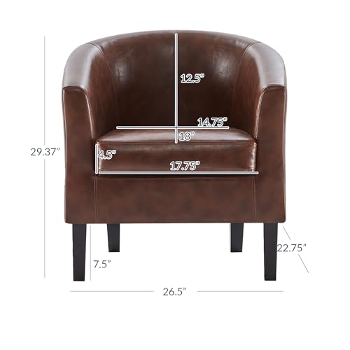 BELLEZE Accent Barrel Chair, Club Tub Sofa Corner Chair with Flared Legs and Cozy Soft Padding for Living Room Bedroom Waiting Room - Caramel - color: Caramel, style: Barrel Chair