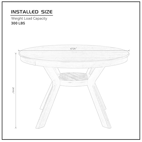 φ47.24 Solid Wood Dining Table for 4 to 6, Round Wooden Kitchen Table with Wooden Trestle Pedestal Base for Dining Room Living Room Furniture- φ47.24 x 29.92 H Oak (Only Table) - color: 47.23 Inches Oak
