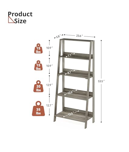 Ladder Bookcase, 5-Tier Bookshelf, Freestanding Plant Display Stand for Living Room, Kitchen, Bedroom, Balcony, French Oak - color: French Oak