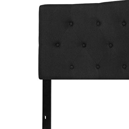 EMMA + OLIVER Tufted Upholstered King Size Headboard in Black Fabric - color: Black, size: King