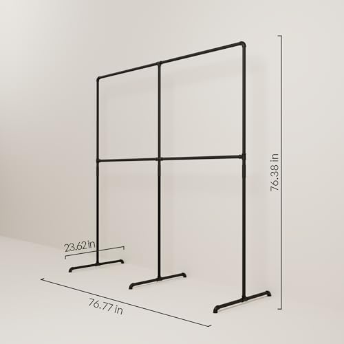 pamo Clothing Rack Black – 76" W x 76" H, 260 lbs Load Capacity | Free Standing Clothes Rack Powder Coated Closet Organizer, Heavy Duty, Scratch-Resistant, Double Rail, Easy Assembly - size: 2 Standard