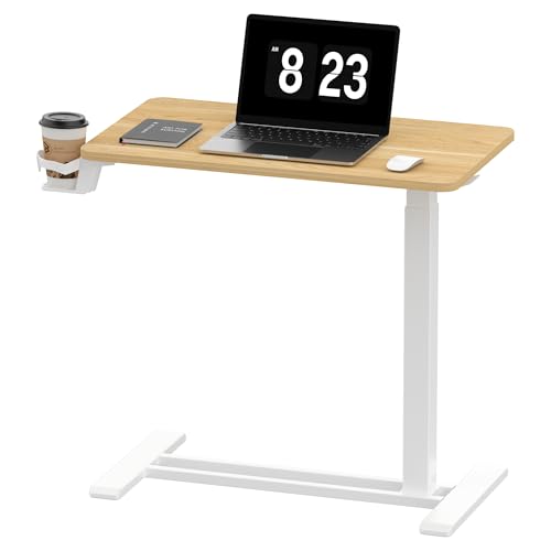 FLEXISPOT 28''Adjustable C Table Gas Spring Mobile Side End Table | Adjustable C table with Wheels, Bedside table for sofa and couch. Laptop Rolling Cart TV Tray, 27.6" W x 15.7" D,Maple - color: Maple, size: 28x16