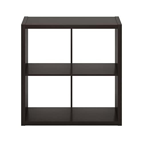 Furinno CUBICLE 4-Cube Book Shelf, Extra Thick Frame Bookshelf, Dark Oak | 14.6" x 30" x 30", Reversible Bookcase with Open Back, for Living Room, Bedroom, Home Office - color: Dark Oak, size: 4-Cube