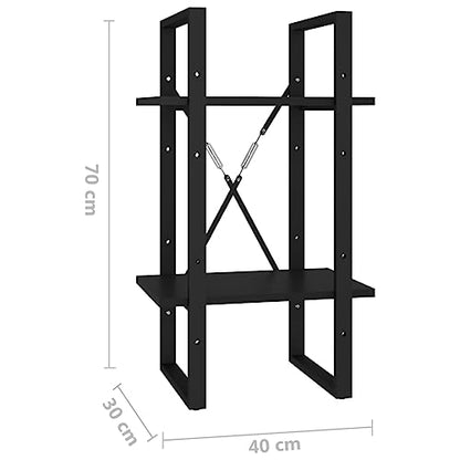 2-Tier Small Bookshelf, 2 Shelf Bookcase in Black, Engineered Wood Book Cabinet for Home Office, 15.7x11.8x27.6 Inches - color: Black, size: 1 & 27.6"