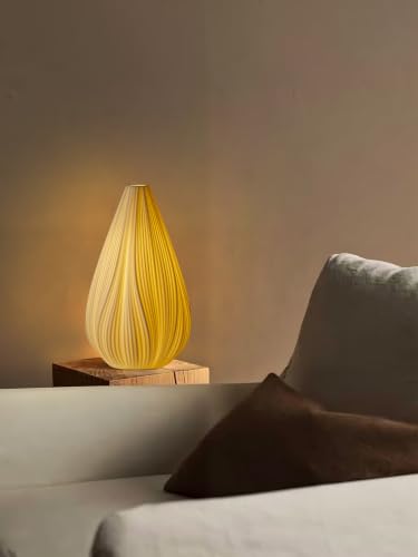 Modern Ceramic Table Lamp for Nightstand, Living Room, and Bedroom, Matte White, Warm Ambient Artistic Lighting, 1.8m Corded, 8 Watts, No Installation
