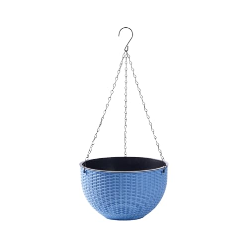 Rattan Styles Hanging Planter, Resin Small Hanging Flower Pot | Kangnice Rattan Styles Hanging Planter, Resin Small Hanging Flower Pot - color: Blue