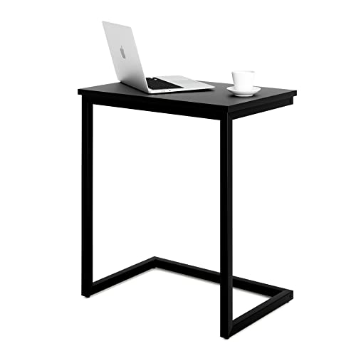 Sofa C Side End Table Wood Accent Couch Table Coffee Tray Snack Side Table Notebook Laptop Holder Over Bed Stand Reading Desk Black Color 22x14x27 Inch Space Saving for Living Room Bedroom - color: Black